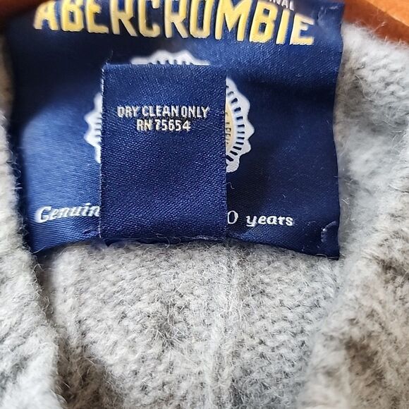 Abercrombie & Fitch Vintage Wool Cashmere Fisherman Cable Knit Sweater Mens L - Picture 5 of 7